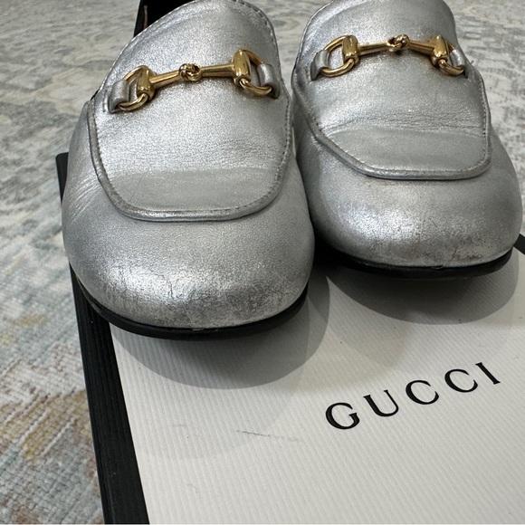 Gucci Girls Silver Horsebit Slingback Slides Size 24 - Picture 3 of 6